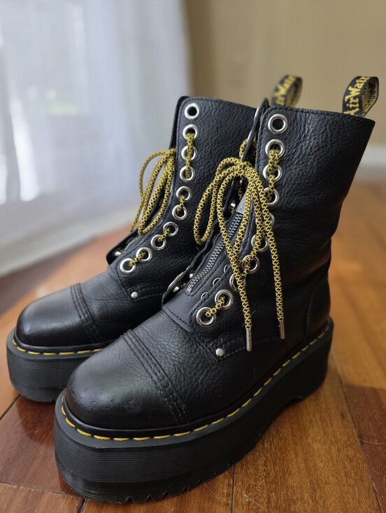 Dr. Martens Shoes - Dr. Martens Sinclair Hi Max Pisa Leather Platform Zip Boots Black Women's 7